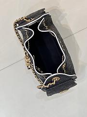 Kitlife Chanel 25C Drawstring Bucket Hobo Bag Black Raffia Calfskin Quilted AS5631 20x22x12.5cm - 3