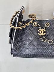 Kitlife Chanel 25C Drawstring Bucket Hobo Bag Black Raffia Calfskin Quilted AS5631 20x22x12.5cm - 5
