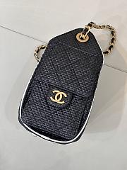 Kitlife Chanel 25C Drawstring Bucket Hobo Bag Black Raffia Calfskin Quilted AS5631 20x22x12.5cm - 4