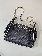 Kitlife Chanel 25C Drawstring Bucket Hobo Bag Black Raffia Calfskin Quilted AS5631 20x22x12.5cm - 6