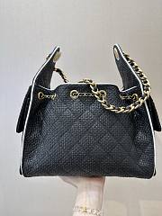 Kitlife Chanel 25C Drawstring Bucket Hobo Bag Black Raffia Calfskin Quilted AS5293 30×26×14cm  - 6
