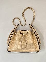 Kitlife Chanel 25C Drawstring Bucket Hobo Bag Beige Raffia Calfskin Quilted AS5631 20x22x12.5cm  - 1