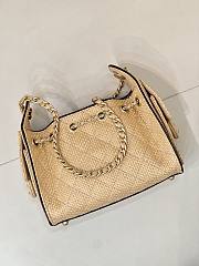 Kitlife Chanel 25C Drawstring Bucket Hobo Bag Beige Raffia Calfskin Quilted AS5631 20x22x12.5cm  - 2