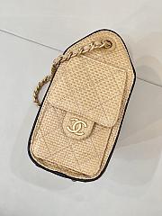 Kitlife Chanel 25C Drawstring Bucket Hobo Bag Beige Raffia Calfskin Quilted AS5631 20x22x12.5cm  - 5