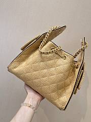 Kitlife Chanel 25C Drawstring Bucket Hobo Bag Beige Raffia Calfskin Quilted AS5293 30×26×14cm  - 6