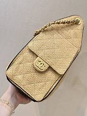 Kitlife Chanel 25C Drawstring Bucket Hobo Bag Beige Raffia Calfskin Quilted AS5293 30×26×14cm  - 5