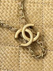 Kitlife Chanel 25C Drawstring Bucket Hobo Bag Beige Raffia Calfskin Quilted AS5293 30×26×14cm  - 4