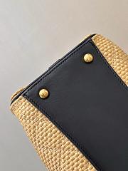 Kitlife Chanel 25C Drawstring Bucket Hobo Bag Beige Raffia Calfskin Quilted AS5293 30×26×14cm  - 3