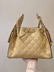 Kitlife Chanel 25C Drawstring Bucket Hobo Bag Beige Raffia Calfskin Quilted AS5293 30×26×14cm  - 2