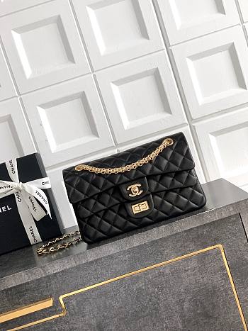 Kitlife Chanel Double C Buckle Flap Bag Black 15.5x25.5x6.5cm