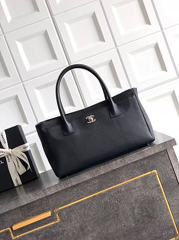 Kitlife Chanel Cerf Small Tote Bag Black Silver Hardware 17.5x32x13cm