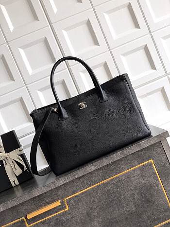 Kitlife Chanel Cerf Large Tote Bag Black Silver Hardware 24x36x14cm