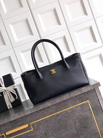 Kitlife Chanel Cerf Small Tote Bag Black Gold Hardware 17.5x32x13cm