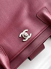 Kitlife Chanel Cerf Small Tote Bag Burgundy Silver Hardware 17.5x32x13cm - 3