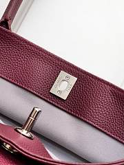 Kitlife Chanel Cerf Small Tote Bag Burgundy Silver Hardware 17.5x32x13cm - 2