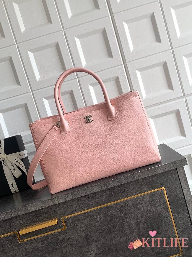 Kitlife Chanel Cerf Large Tote Bag Pink Silver Hardware 24x36x14cm  - 1