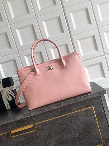 Kitlife Chanel Cerf Large Tote Bag Pink Silver Hardware 24x36x14cm 