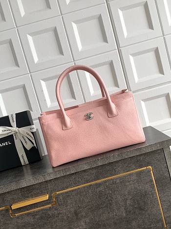 Kitlife Chanel Cerf Small Tote Bag Pink Silver Hardware 17.5x32x13cm 