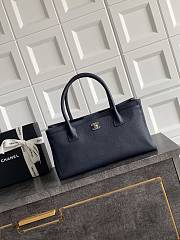 Kitlife Chanel Cerf Small Tote Bag Dark Blue Silver Hardware 17.5x32x13cm - 1