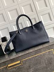 Kitlife Chanel Cerf Large Tote Bag Dark Blue Silver Hardware 24x36x14cm - 1