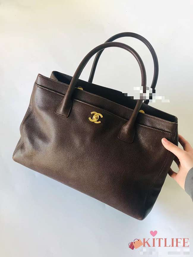 Kitlife Chanel Cerf Large Tote Bag Dark Brown Gold Hardware 24x36x14cm - 1