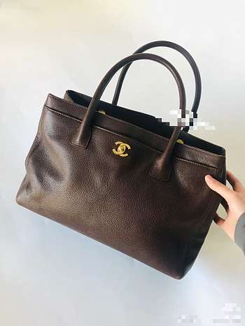 Kitlife Chanel Cerf Large Tote Bag Dark Brown Gold Hardware 24x36x14cm