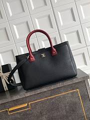 Kitlife Chanel Cerf Large Tote Bag Black & Red Silver Hardware 24x36x14cm - 1
