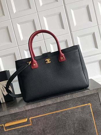 Kitlife Chanel Cerf Large Tote Bag Black & Red Gold Hardware 24x36x14cm
