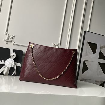 Kitlife Chanel Large Shopping Bag Burgundy Lambskin & Gold-Tone Metal AS6241 29x40x9cm