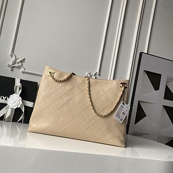 Kitlife Chanel Large Shopping Bag Beige Lambskin & Gold-Tone Metal AS6241 29x40x9cm 