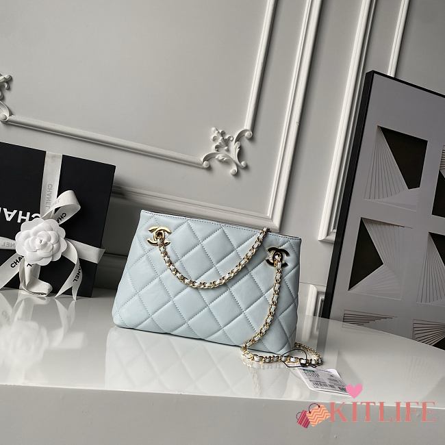 Kitlife Chanel Small Shopping Bag White Lambskin & Gold-Tone Metal AS6248 16x25x7.5cm - 1