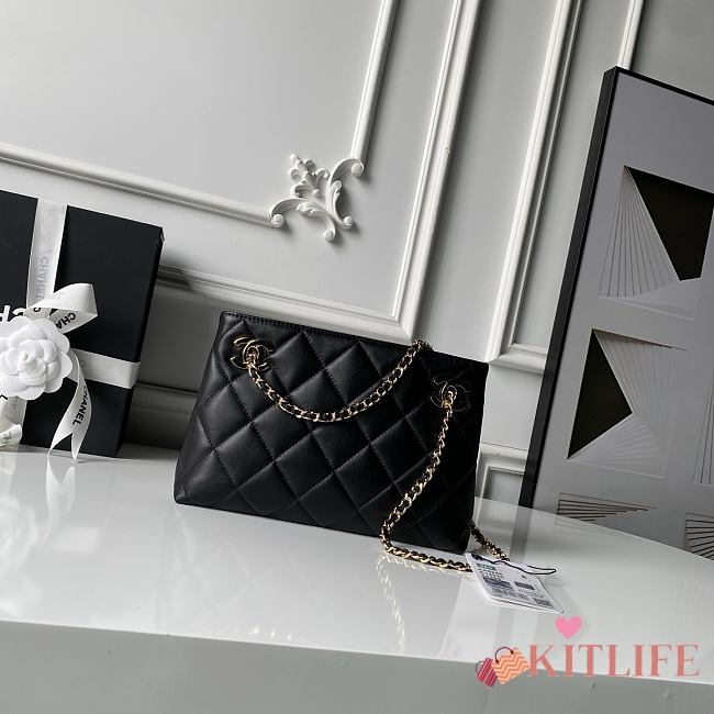 Kitlife Chanel Small Shopping Bag Black Lambskin & Gold-Tone Metal AS6248 16x25x7.5cm  - 1