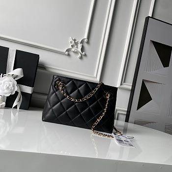 Kitlife Chanel Small Shopping Bag Black Lambskin & Gold-Tone Metal AS6248 16x25x7.5cm 