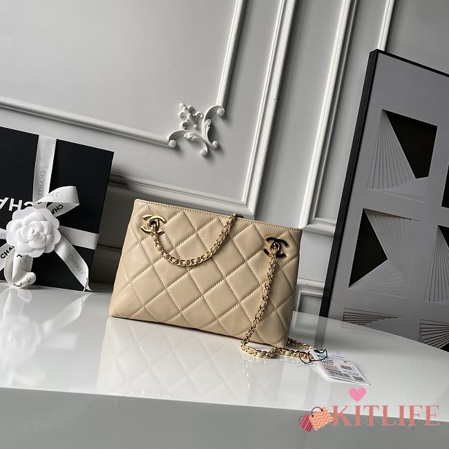 Kitlife Chanel Small Shopping Bag Beige Lambskin & Gold-Tone Metal AS6248 16x25x7.5cm  - 1