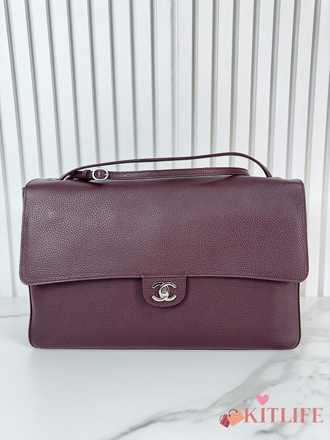 Kitlife Chanel Maxi Flap Bag Burgundy AS6233 26x38.5x11cm - 1