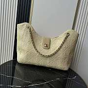 Kitlife Chanel Maxi Shopping Bag Beige Braided Raffia & Gold-colored metal AS6095 33x54x15cm - 1