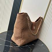 Kitlife Chanel Maxi Shopping Bag Dark Brown Braided Raffia & Gold-colored metal AS6095 33x54x15cm - 6