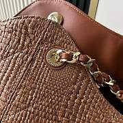 Kitlife Chanel Maxi Shopping Bag Dark Brown Braided Raffia & Gold-colored metal AS6095 33x54x15cm - 3
