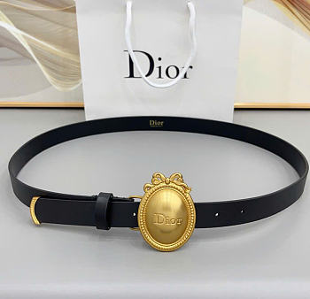 Kitlife Dior Médaillon Belt Black Smooth Calfskin Gold Hardware 25mm