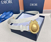 Kitlife Dior Médaillon Belt White Smooth Calfskin Gold Hardware 25mm - 2
