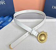 Kitlife Dior Médaillon Belt White Smooth Calfskin Gold Hardware 25mm - 3