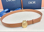 Kitlife Dior Médaillon Belt Brown Smooth Calfskin Gold Hardware 25mm - 1
