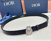 Kitlife Dior Médaillon Belt Black Smooth Calfskin Silver Hardware 25mm  - 1