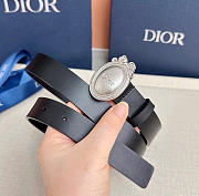 Kitlife Dior Médaillon Belt Black Smooth Calfskin Silver Hardware 25mm  - 3
