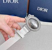 Kitlife Dior Médaillon Belt White Smooth Calfskin Silver Hardware 25mm  - 2