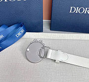 Kitlife Dior Médaillon Belt White Smooth Calfskin Silver Hardware 25mm  - 5