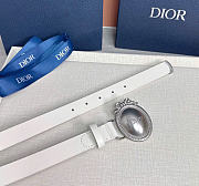 Kitlife Dior Médaillon Belt White Smooth Calfskin Silver Hardware 25mm  - 6