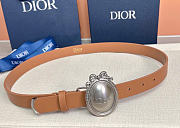 Kitlife Dior Médaillon Belt Brown Smooth Calfskin Silver Hardware 25mm  - 1