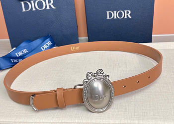 Kitlife Dior Médaillon Belt Brown Smooth Calfskin Silver Hardware 25mm 