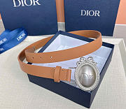 Kitlife Dior Médaillon Belt Brown Smooth Calfskin Silver Hardware 25mm  - 5